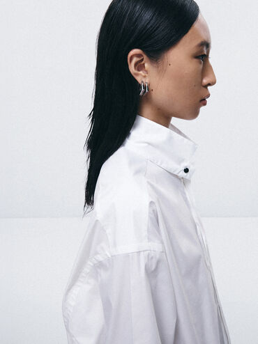 Gabine Sculptural Hoop Earrings, Silver, hi-res