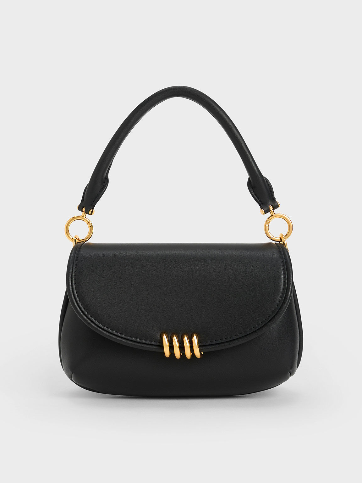 Black Osiris Metallic Accent Curved Bag CHARLES KEITH TH