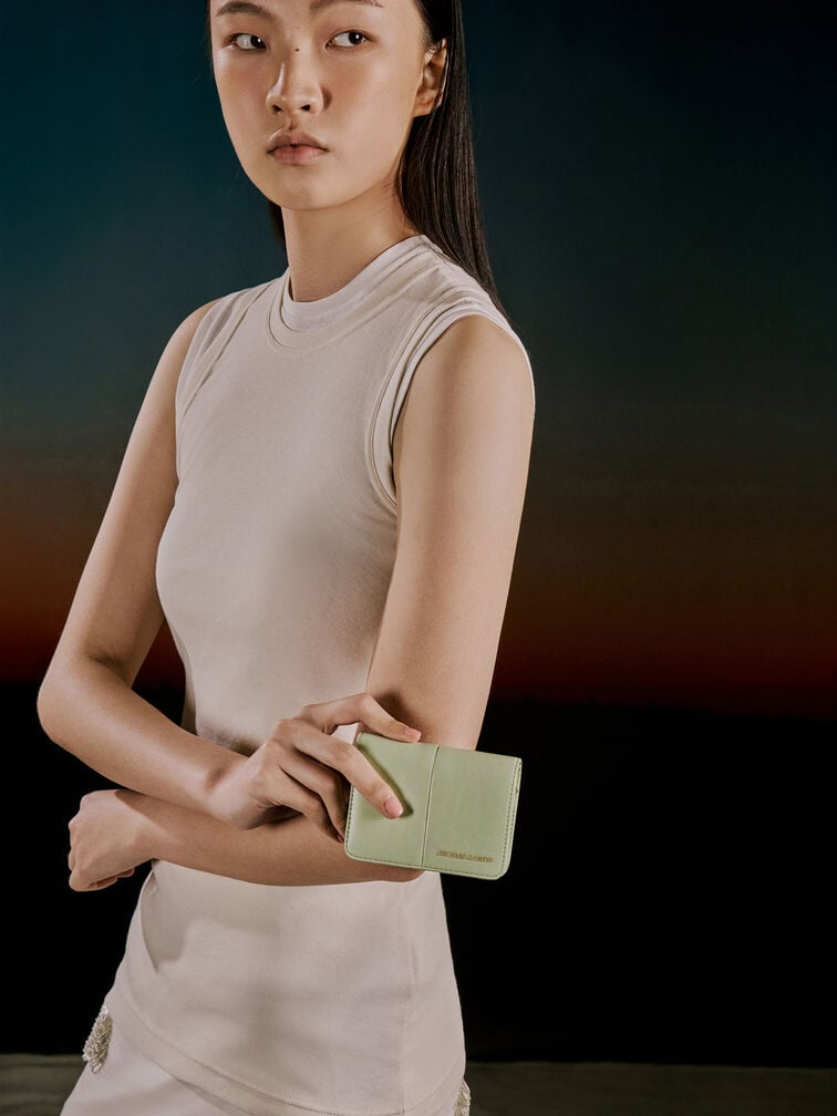 กระเป๋าสตางค์ใบเล็กรุ่น Simone, สีมัทฉะกรีน, hi-res