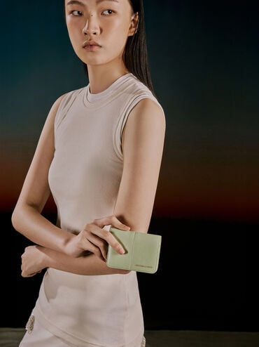 กระเป๋าสตางค์ใบเล็กรุ่น Simone, สีมัทฉะกรีน, hi-res