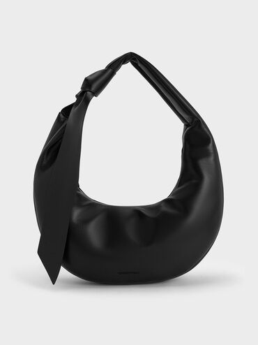 Toni Knotted Crescent Hobo Bag, Noir, hi-res