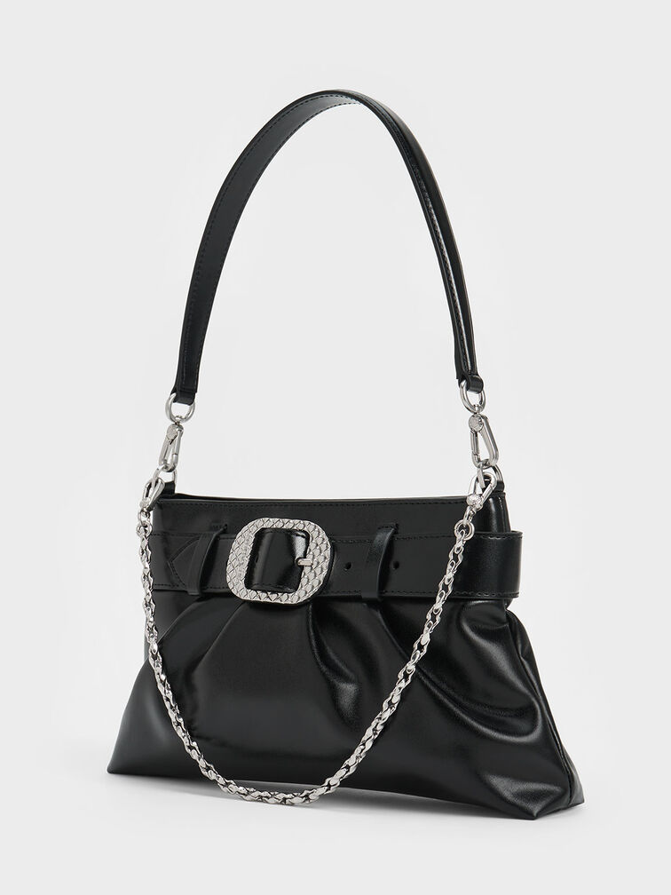 Avis Belted Ruched Shoulder Bag, , hi-res
