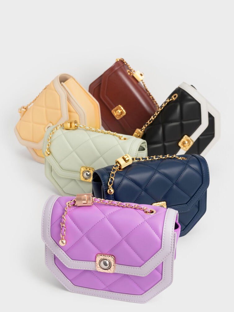 Avis Two-Tone Geometric Shoulder Bag, , hi-res