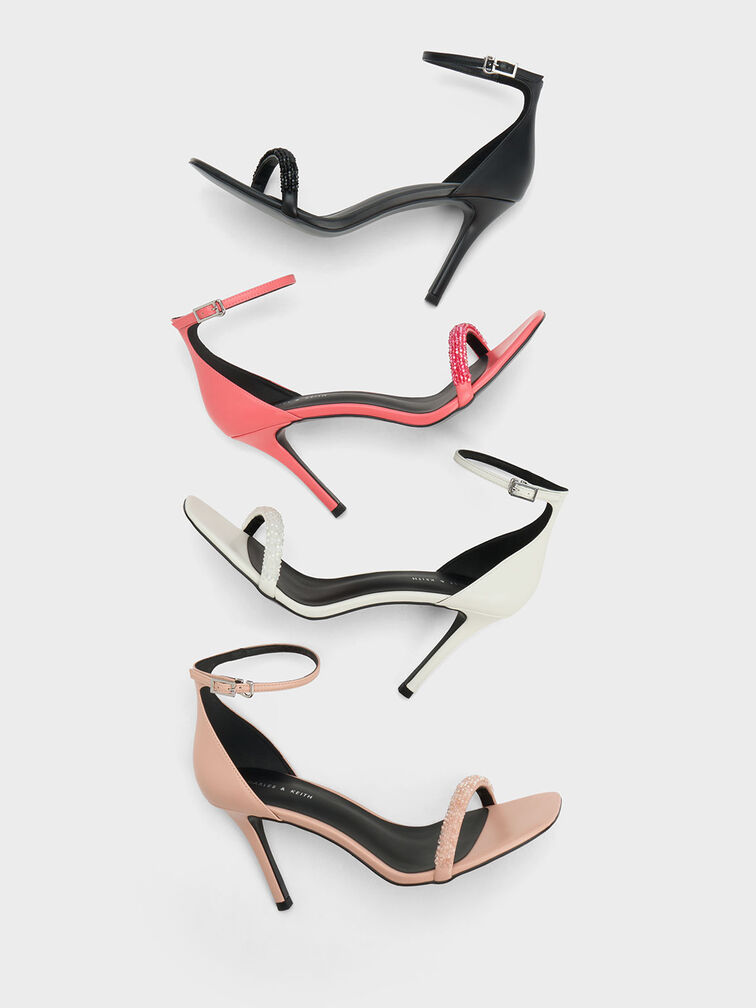 Beaded Strap Heeled Sandals, , hi-res