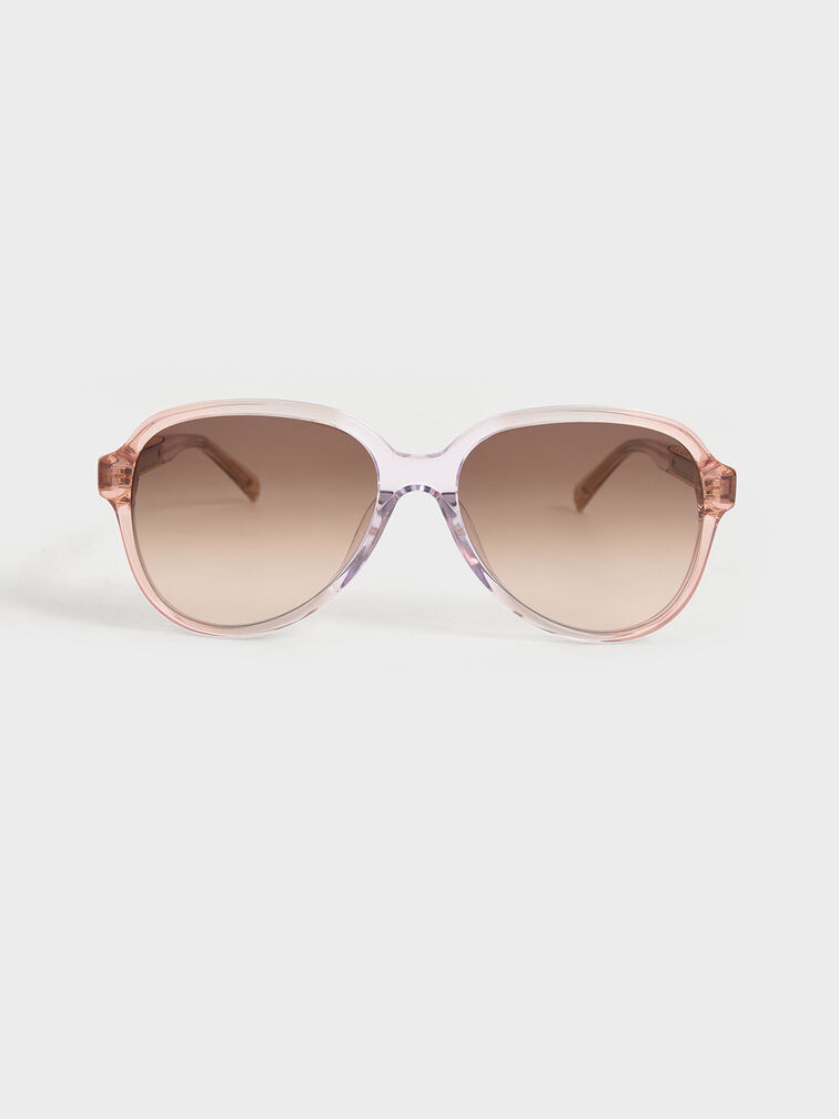 Metallic Braided Temple Acetate Aviator Sunglasses, , hi-res