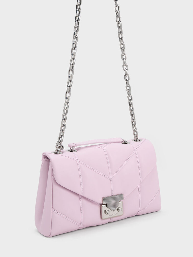 Eudora Chevron Trapeze Bag, สีไลแลค, hi-res