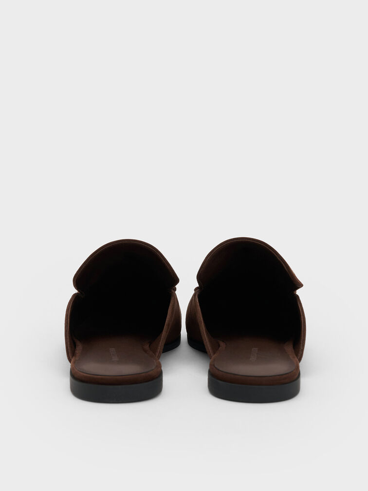 Leslie Faux Suede Metallic-Accent Mules, Dark Brown, hi-res