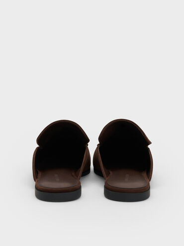 Leslie Faux Suede Metallic-Accent Mules, Dark Brown, hi-res
