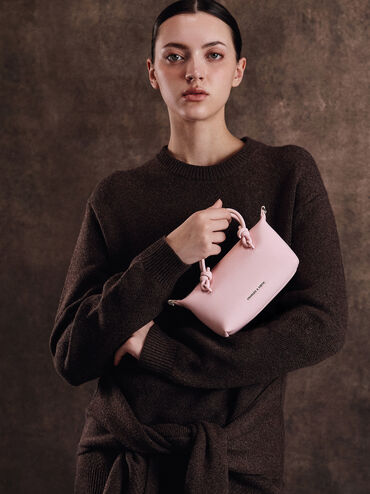 กระเป๋าโท้ทหูจับแบบปมรุ่น Sammie, สีคอตตอนแคนดี้พิงค์, hi-res
