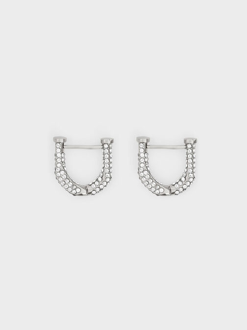 Gabine Swarovski Crystal Huggie Earrings, สีเงิน, hi-res