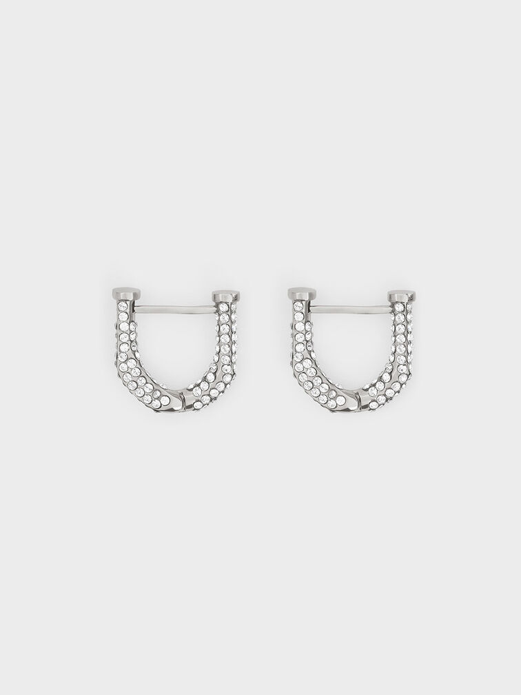 Gabine Swarovski Crystal Huggie Earrings, สีเงิน, hi-res