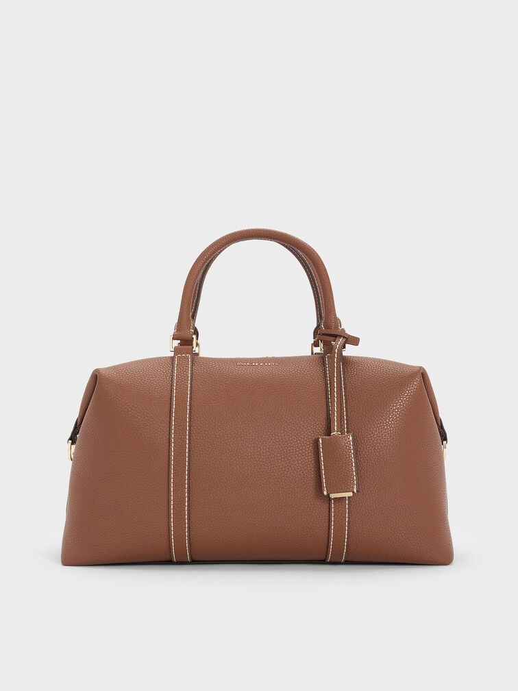 Chance Recycled Leather Bowling Bag, Chocolate, hi-res