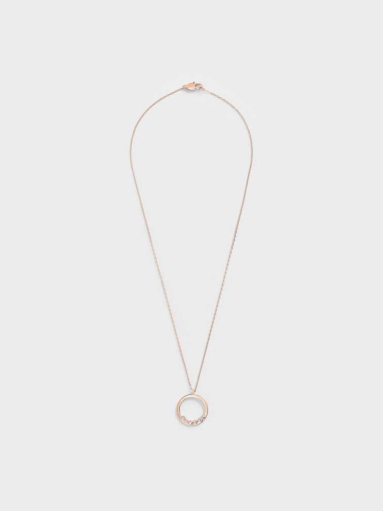 Swarovski® Crystal Studded Pendant Necklace, สีโรสโกลด์, hi-res