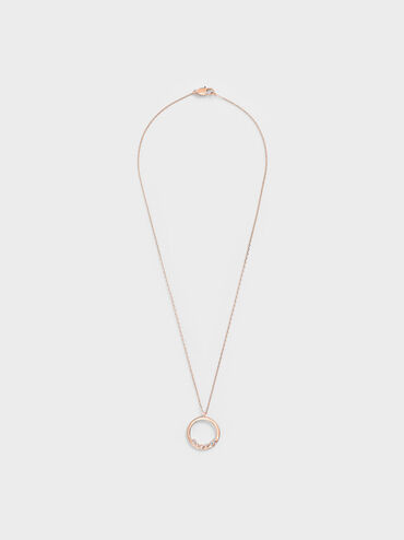 Swarovski® Crystal Studded Pendant Necklace, สีโรสโกลด์, hi-res