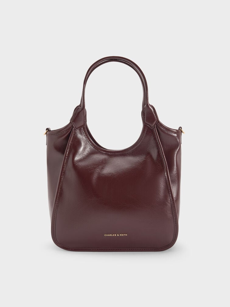 กระเป๋าโท้ทดีไซน์ทรงโค้งขนาดมินิรุ่น Sianna, สีไวน์เบอร์รี่เรด, hi-res