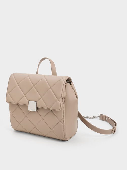 Lucy Quilted Backpack, สีโทป, hi-res