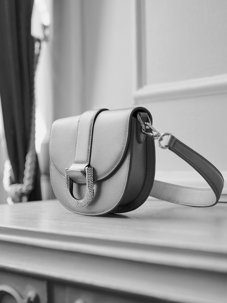 Mini Gabine Leather Saddle Bag, , hi-res