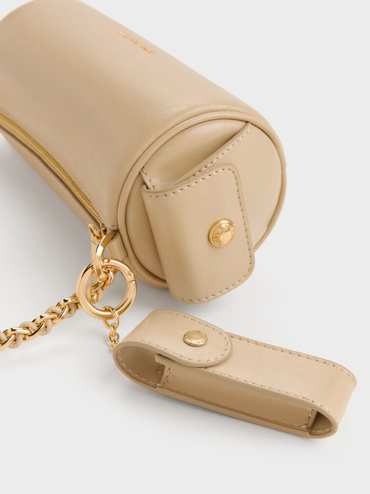 Lottie Side-Pocket Chain Shoulder Bag, Sand Beige, hi-res