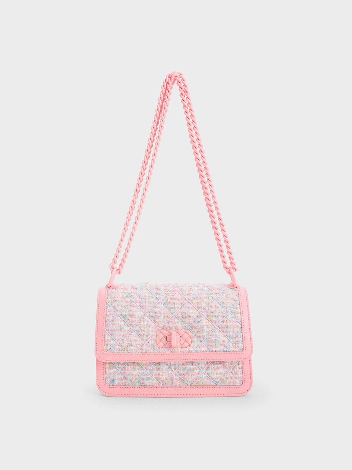 Pink tweed bag hotsell