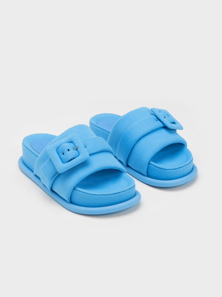 Sinead Woven Buckled Slide Sandals, , hi-res