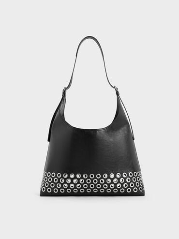 Liv Grommet Hobo Bag, Noir, hi-res