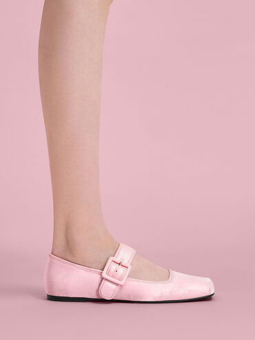 Clementine Recycled Polyester Mary Jane Flats, Light Pink, hi-res