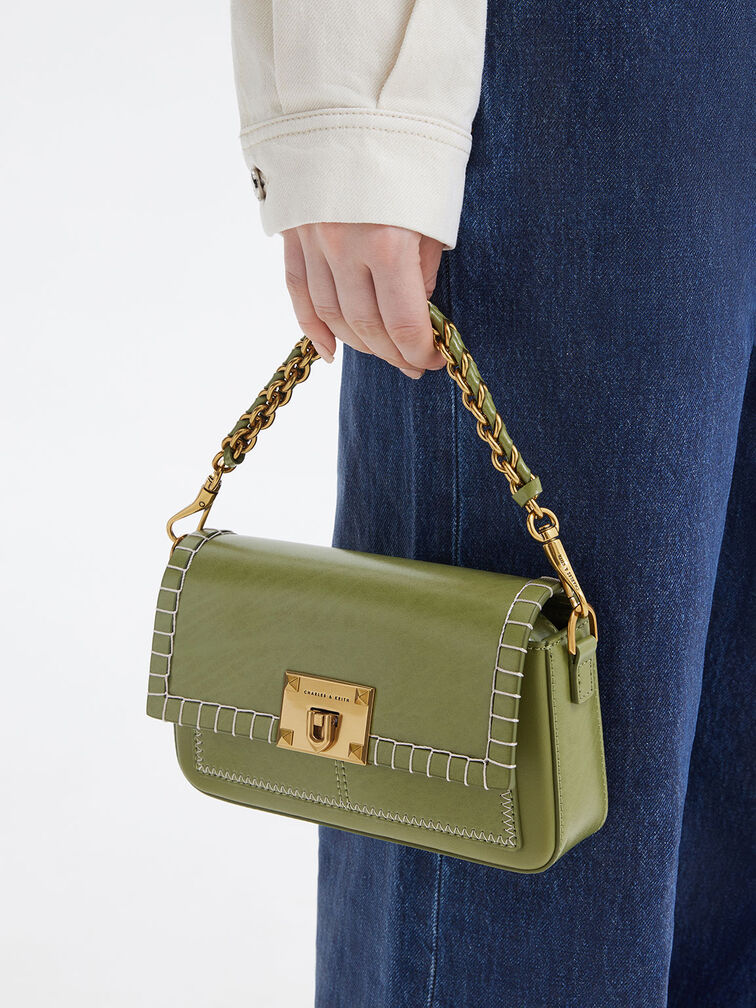 Circe Stitch-Trim Top Handle Bag, , hi-res