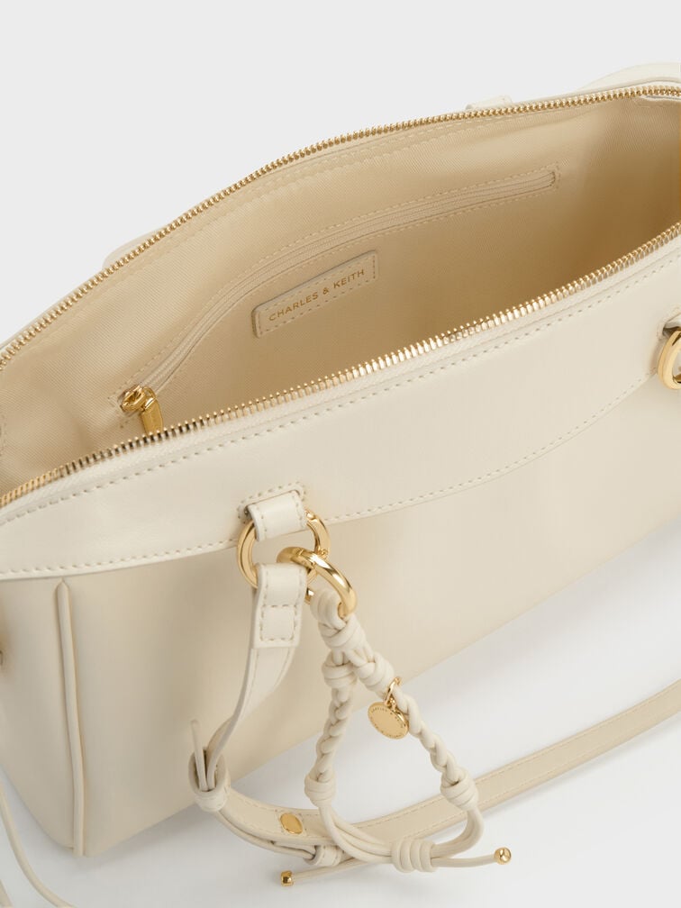 Haylen Braided-Charm Shoulder Bag, Cream, hi-res