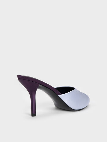 Valentina Satin Peep-Toe Stiletto Mules, Blue, hi-res