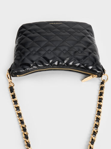 Duo Quilted Slouchy Hobo Bag, Black, hi-res