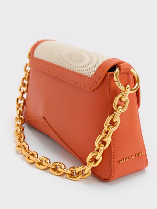 Arley Canvas Chain-Link Trapeze Bag, สีส้ม, hi-res