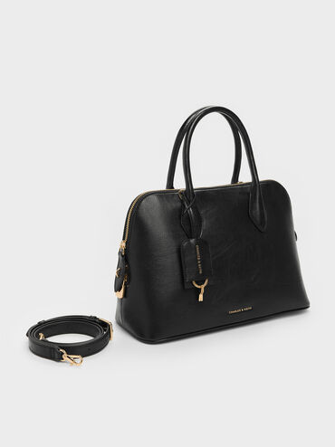 Large Ginevra Structured Bowling Bag, Black, hi-res