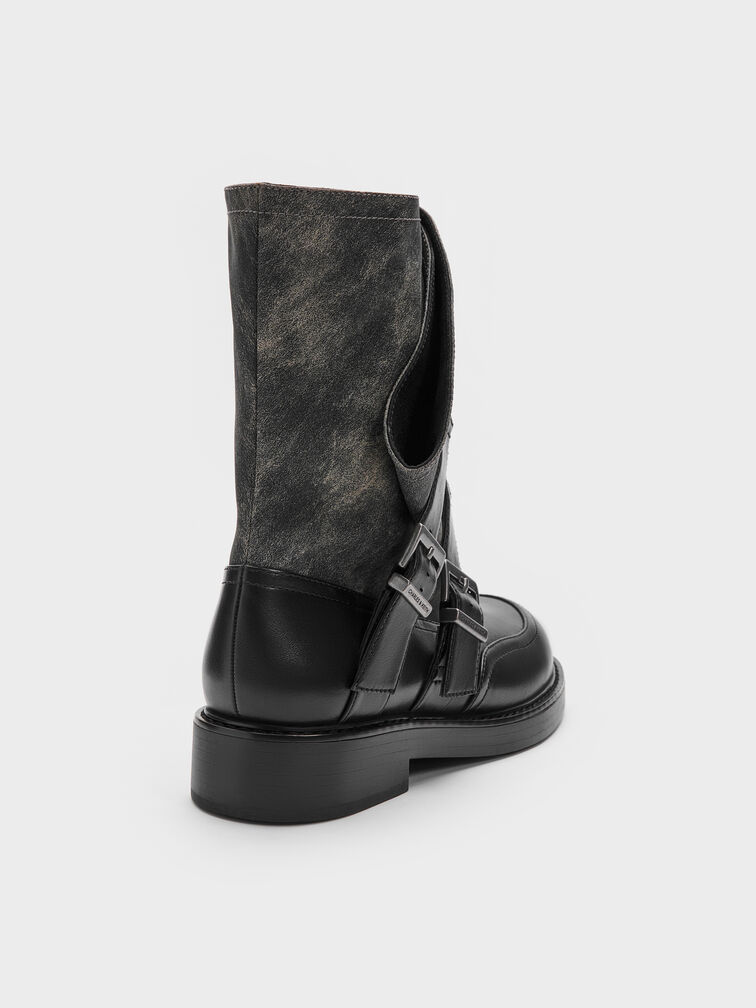 Aether Buckled Calf Boots, Dark Grey, hi-res