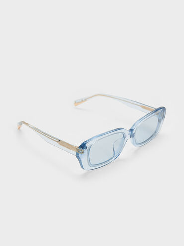 Aubrey Rectangular Recycled Acetate Sunglasses, Blue, hi-res