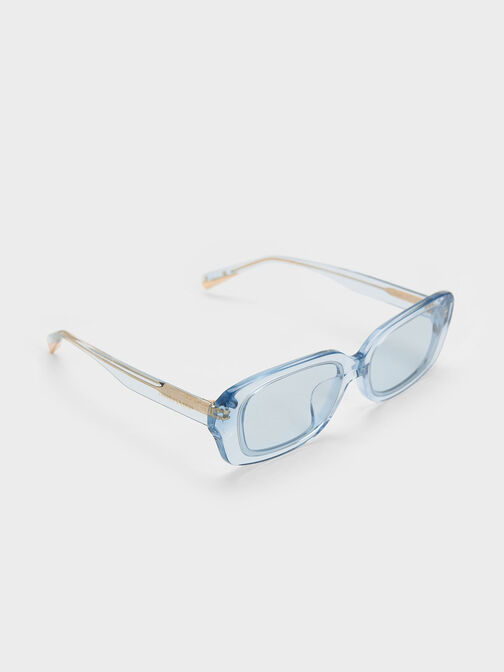 Rectangular Recycled Acetate Sunglasses, สีฟ้า, hi-res