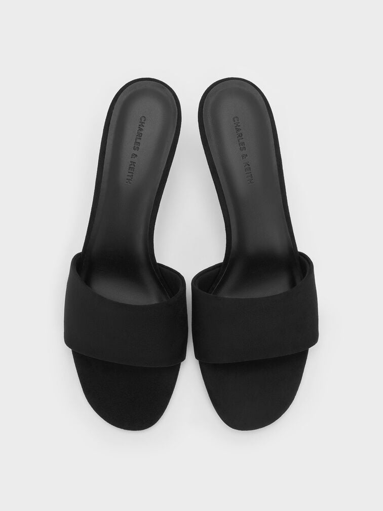 รองเท้าส้นสูงแบบเปิดส้นวัสดุหนังกลับเทียมรุ่น Ruthie, สีแบล็คเท็กซ์เจอร์, hi-res