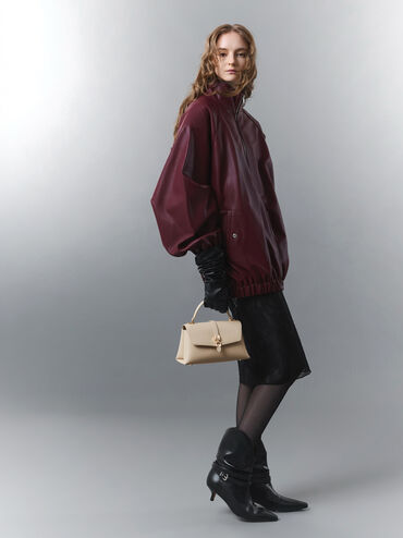 กระเป๋าถือดีไซน์สายโซ่ตกแต่งหัวเข็มขัดเมทัลลิครุ่น Adalyn, สีดัสเต็ดโอ๊ต, hi-res