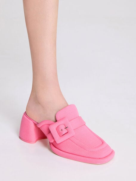 Sinead Woven Buckled Loafer Mules, , hi-res