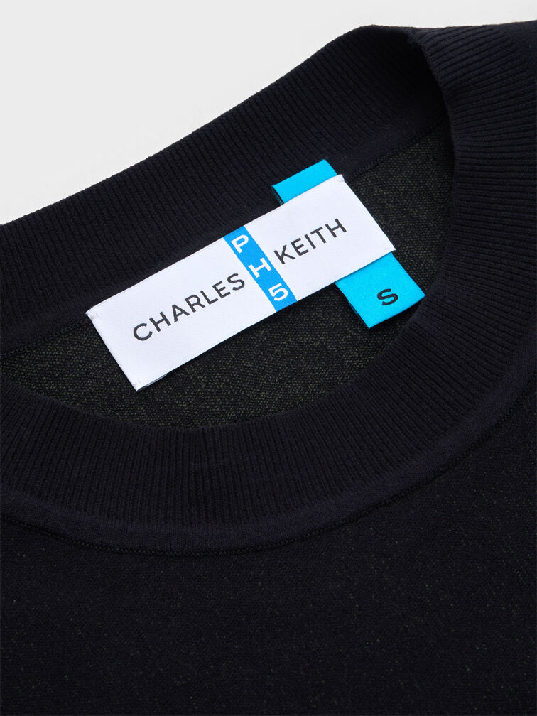 เสื้อครอปชายระบายลอนลายคลื่นวัสดุโพลีเอสเตอร์รีไซเคิลแบบไล่เฉดสี, สีเขียว, hi-res