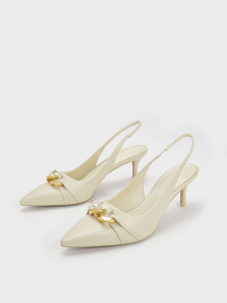 Chain-Link Accent Slingback Pumps, , hi-res