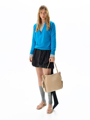 XL Lottie Side-Pocket Tote Bag, Sand Beige, hi-res