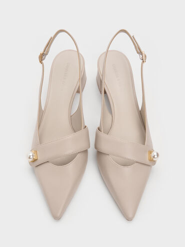 Marie Pearl Slingback Pumps, Taupe, hi-res