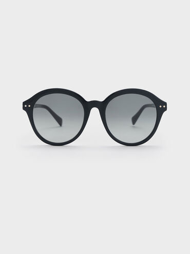 Recycled Acetate Round Cat-Eye Sunglasses, , hi-res