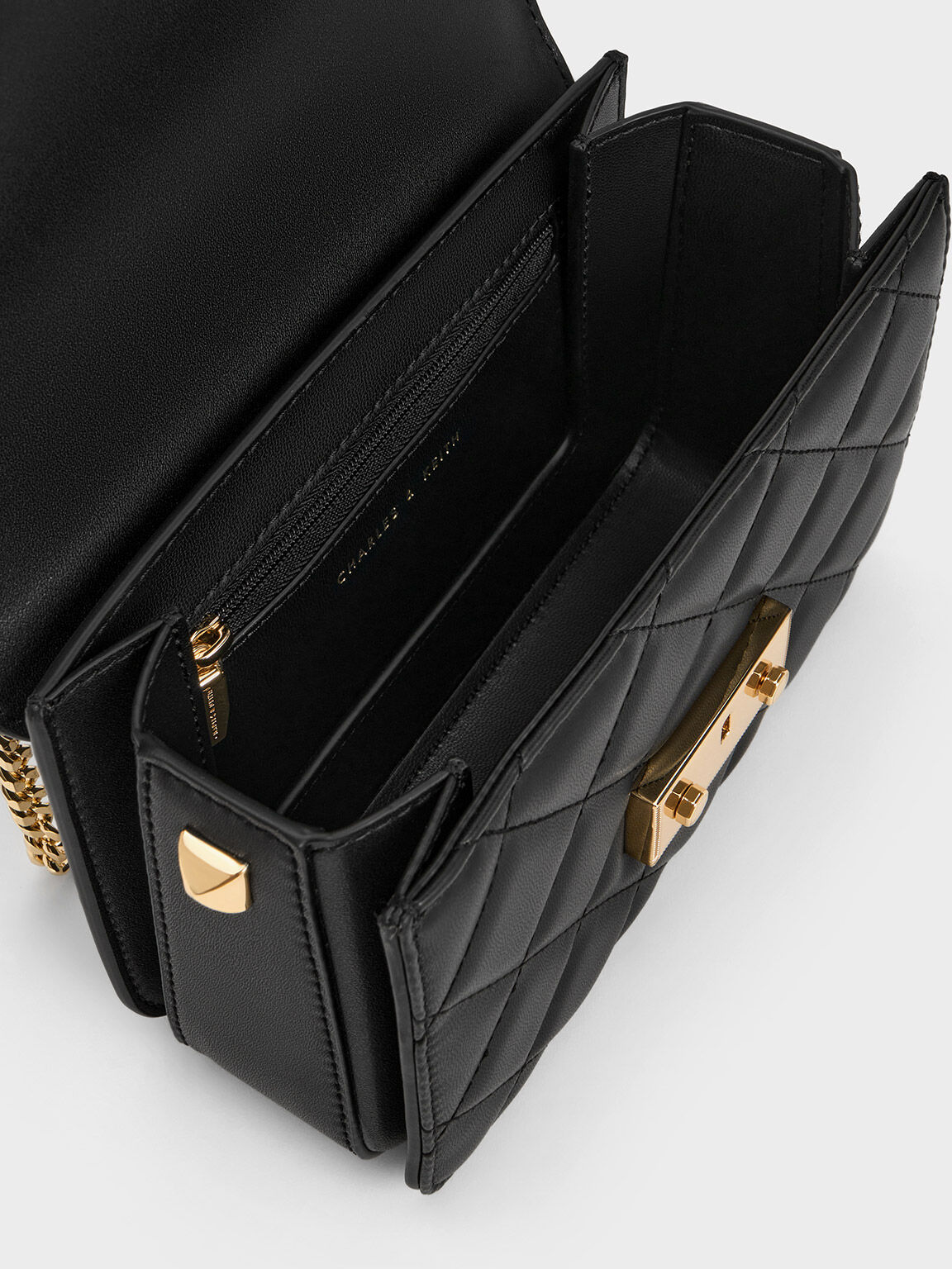 Charles & keith best sale quilted push lock bag