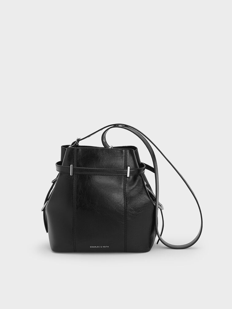 Bryna Belted Bucket Bag, Noir, hi-res