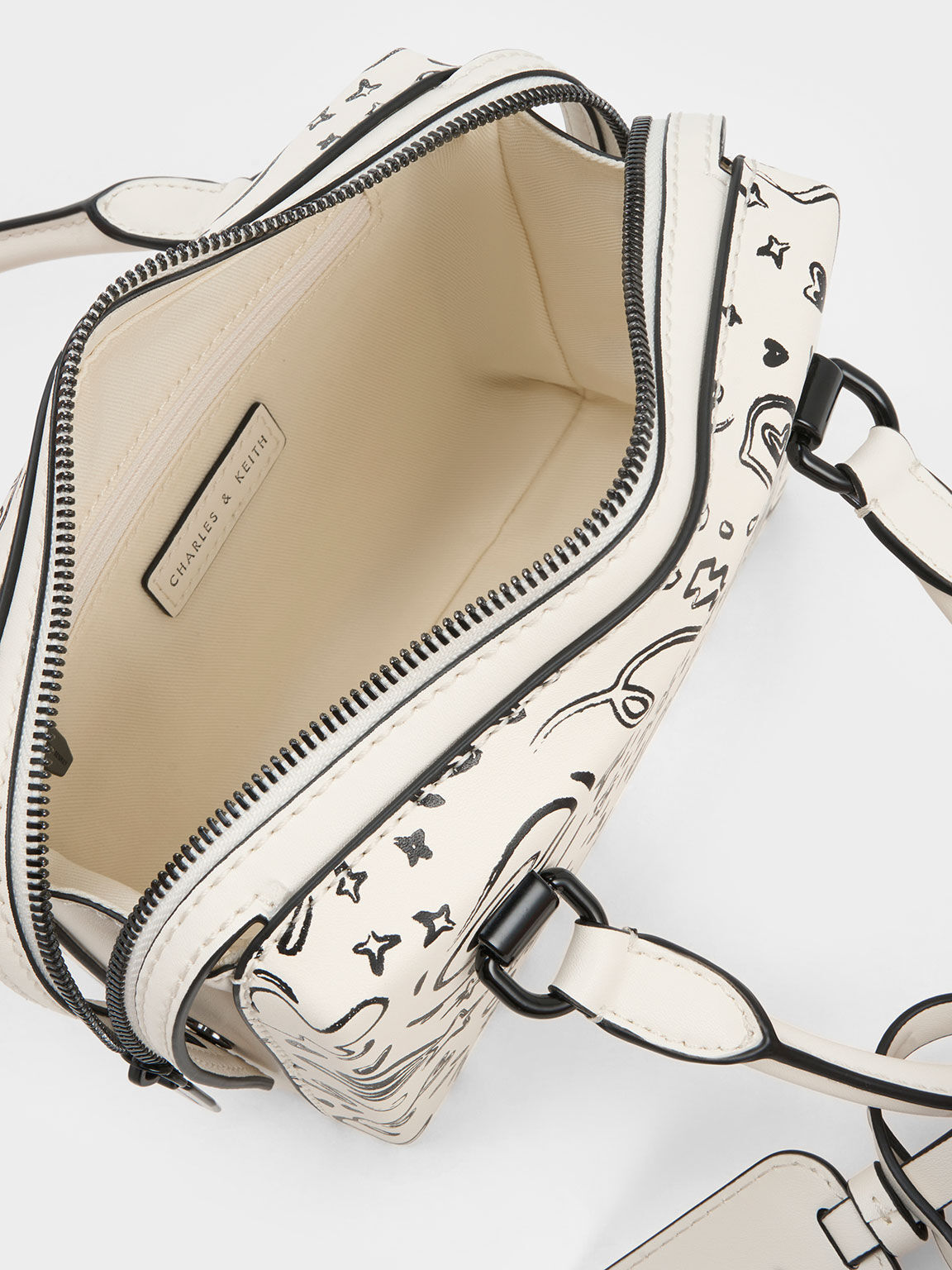 Cream Cordele Printed Bowling Bag CHARLES KEITH TH