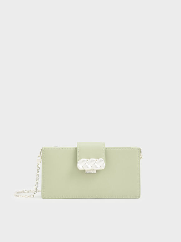 Abby Embellished Phone Pouch, Mint Green, hi-res