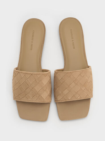 Ivette Faux Suede Woven Slide Sandals, Sand, hi-res