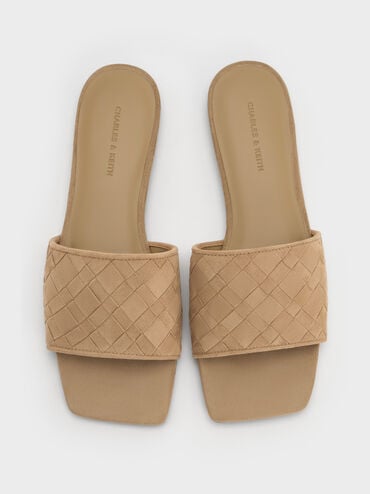Ivette Faux Suede Woven Slide Sandals, Sand, hi-res