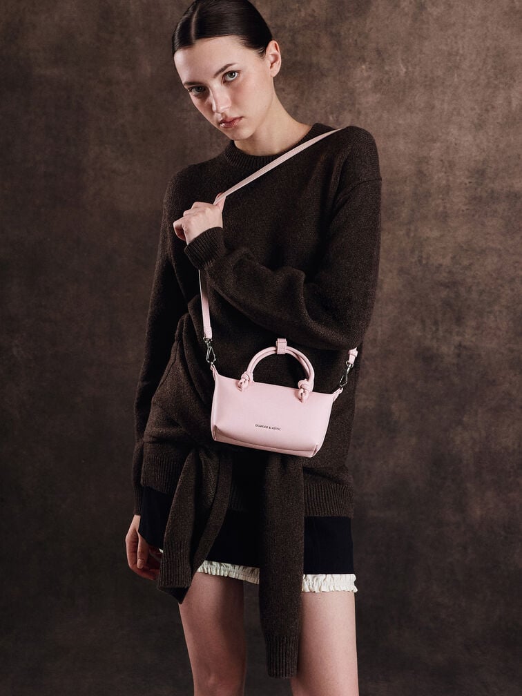 กระเป๋าโท้ทหูจับแบบปมรุ่น Sammie, สีคอตตอนแคนดี้พิงค์, hi-res